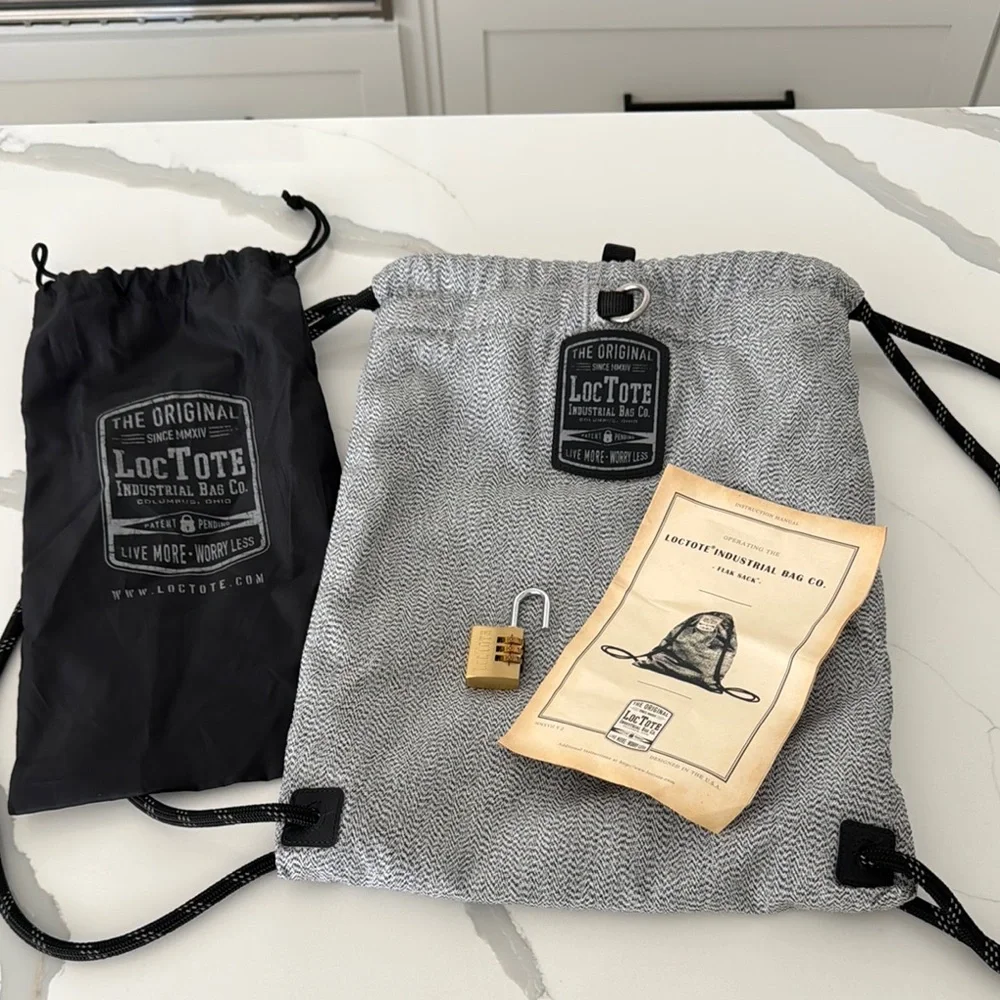 Gray Anti-Theft Drawstring Bag